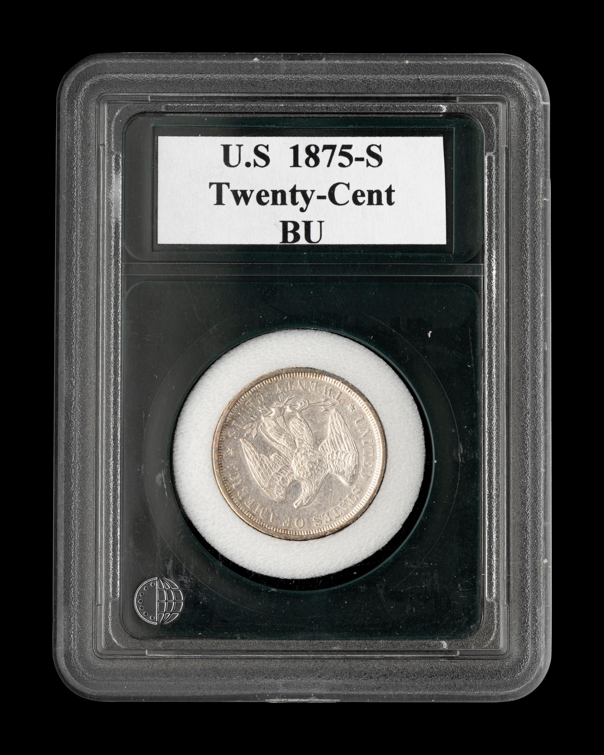 An 1875-S Seated Liberty 20c Coin