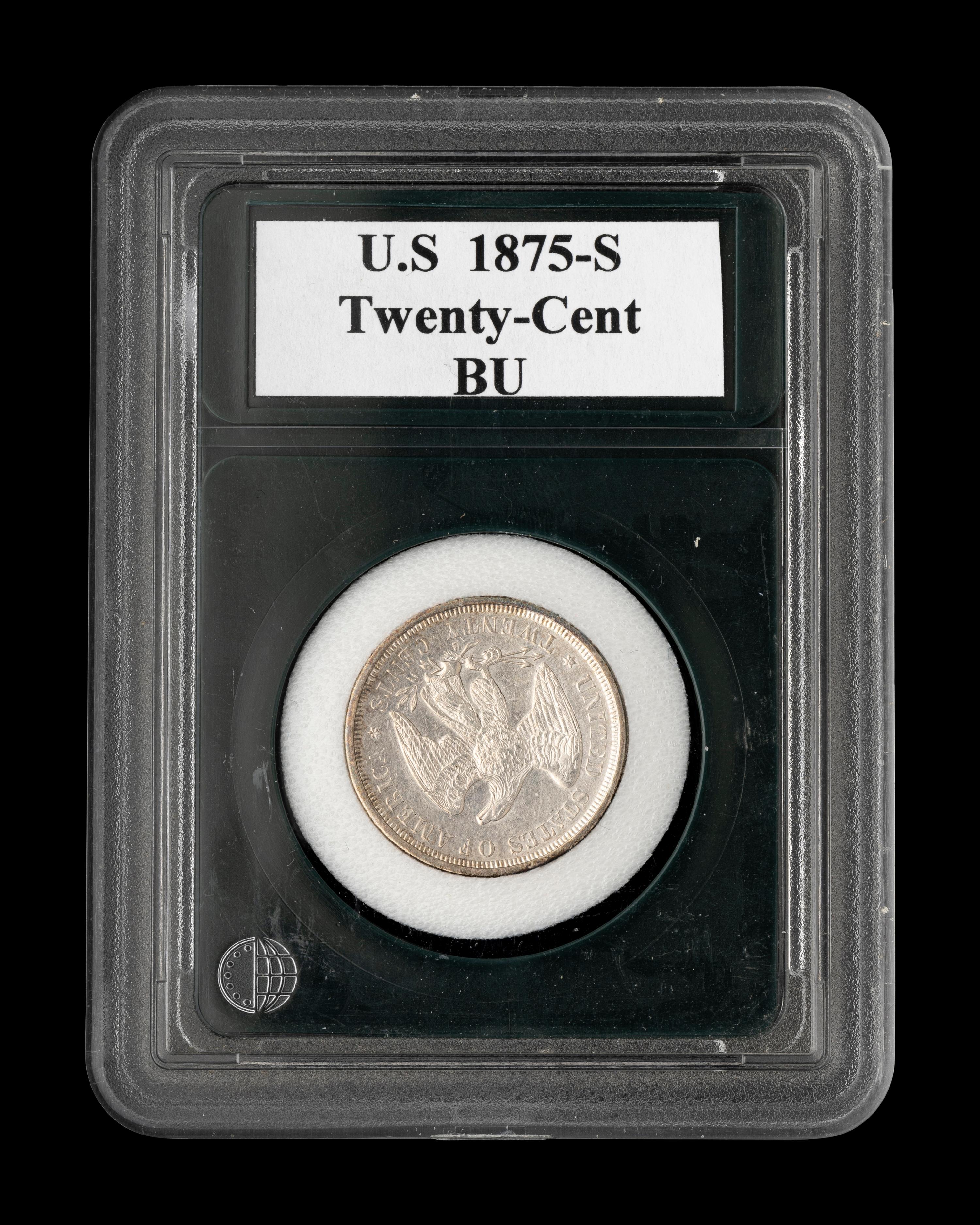 An 1875-S Seated Liberty 20c Coin