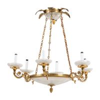 An Empire Style Gilt Metal and Cut Glass Six-Light Chandelier