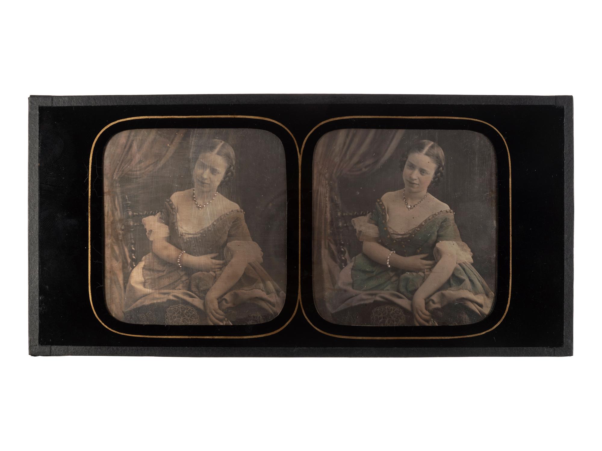 [EARLY PHOTOGRAPHY]. Stereodaguerreotype of a young woman.