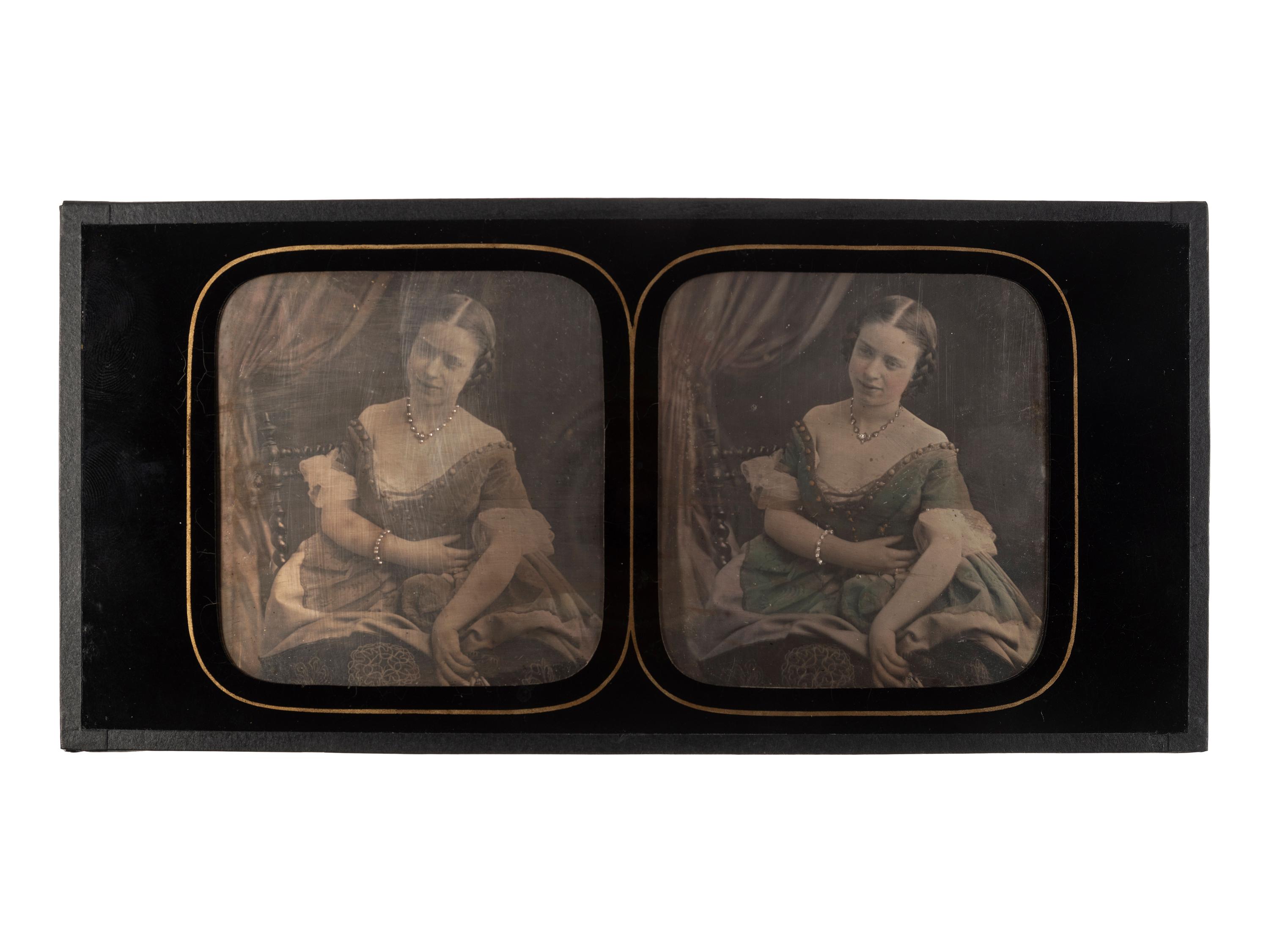 [EARLY PHOTOGRAPHY]. Stereodaguerreotype of a young woman.