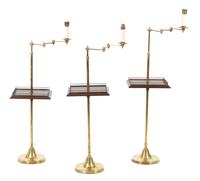 A Collection of Three Vaughan Brass Floor Lamps Height of tallest (to top of candlestick) 50 inches. — 20TH CENTURY