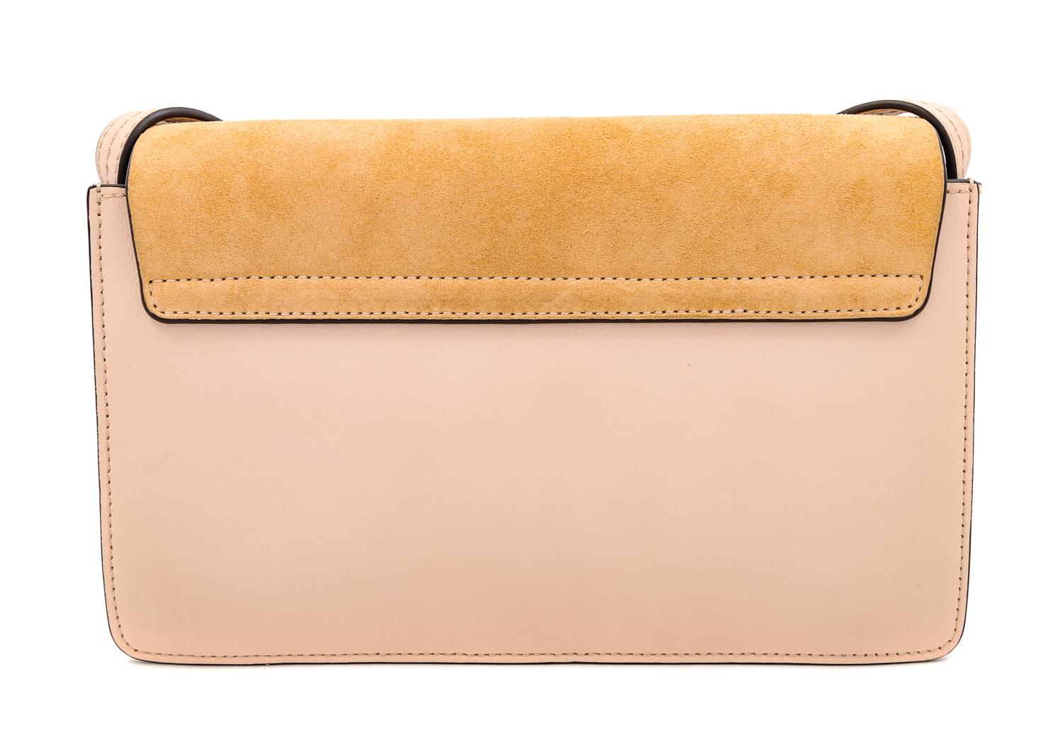 A Chloe Cement Pink Faye Small Shoulder Bag, 6.3" H x 9.4" W x 3.5" D; Strap drop: 20.1"-22.4".