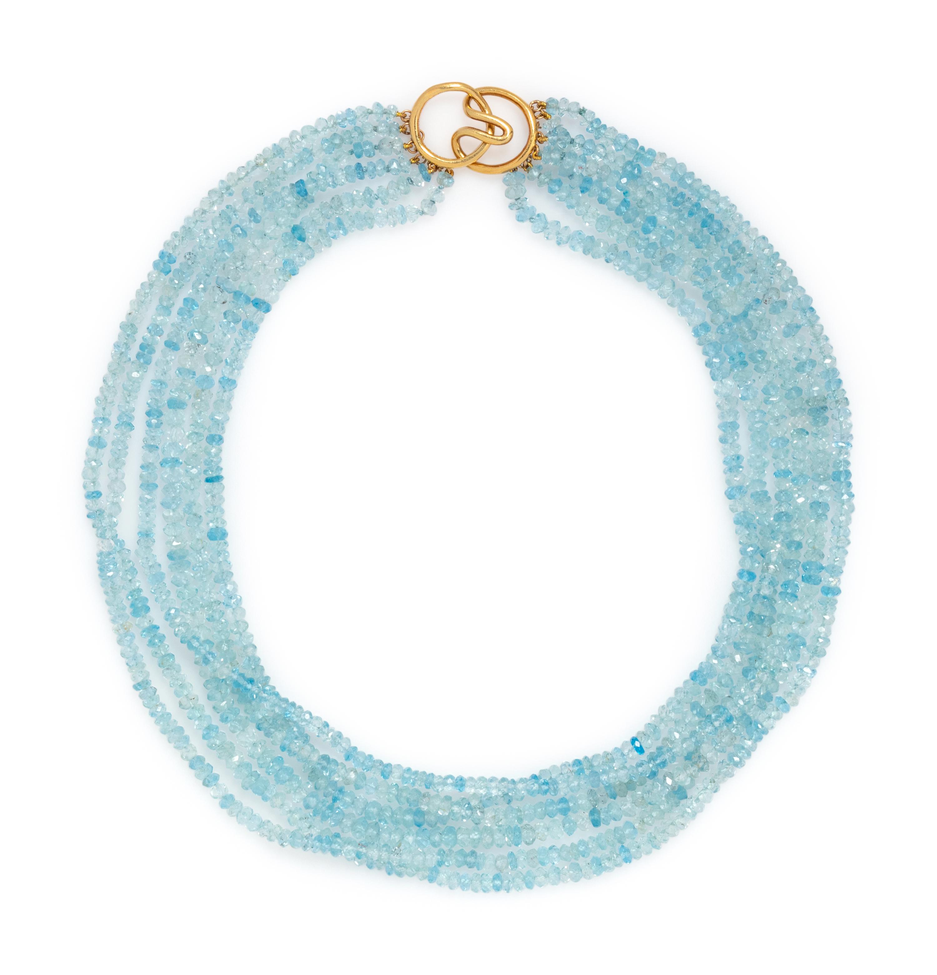 AQUAMARINE MULTISTRAND BEAD NECKLACE