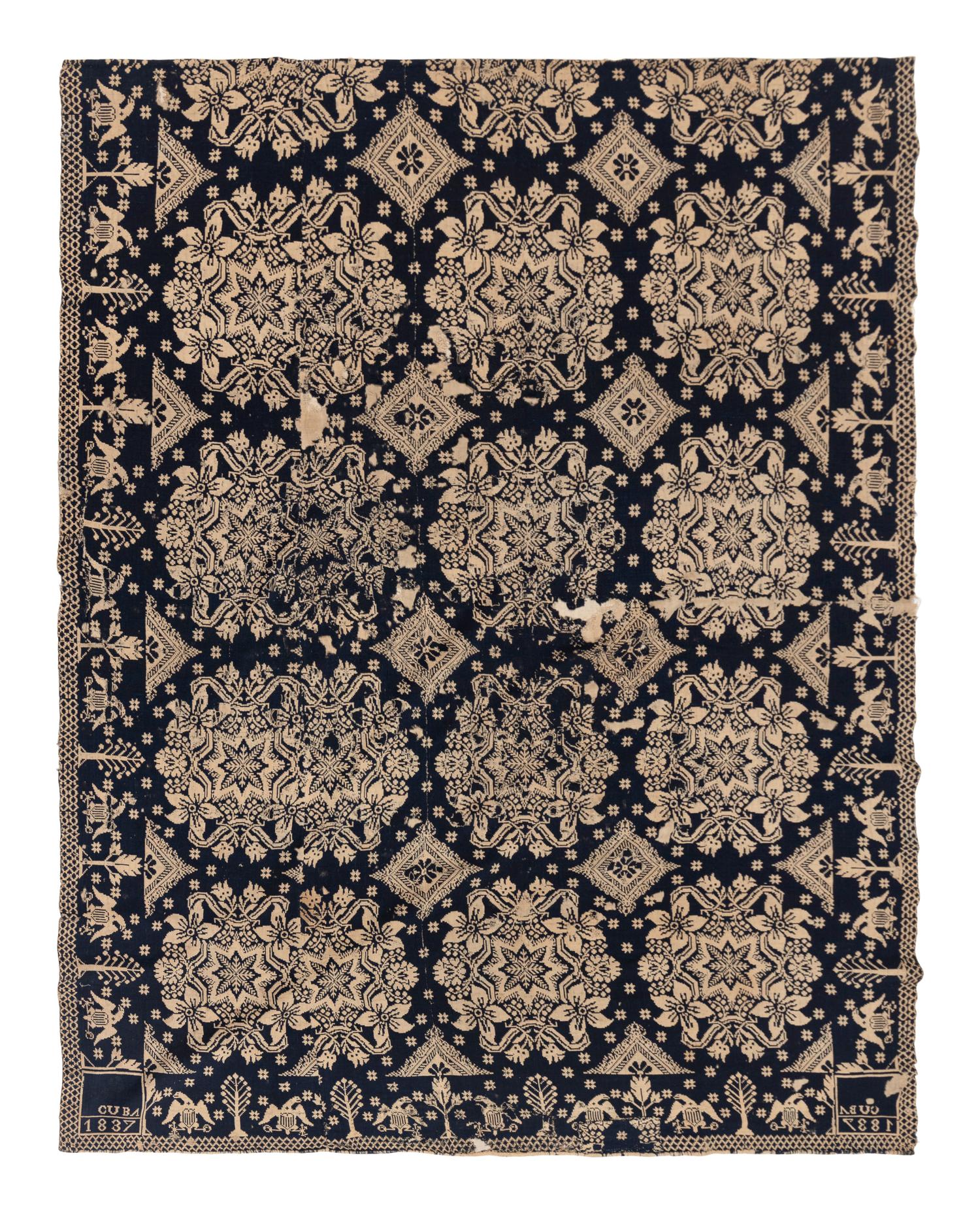 Three Cotton and Wool Jacquard Coverlets