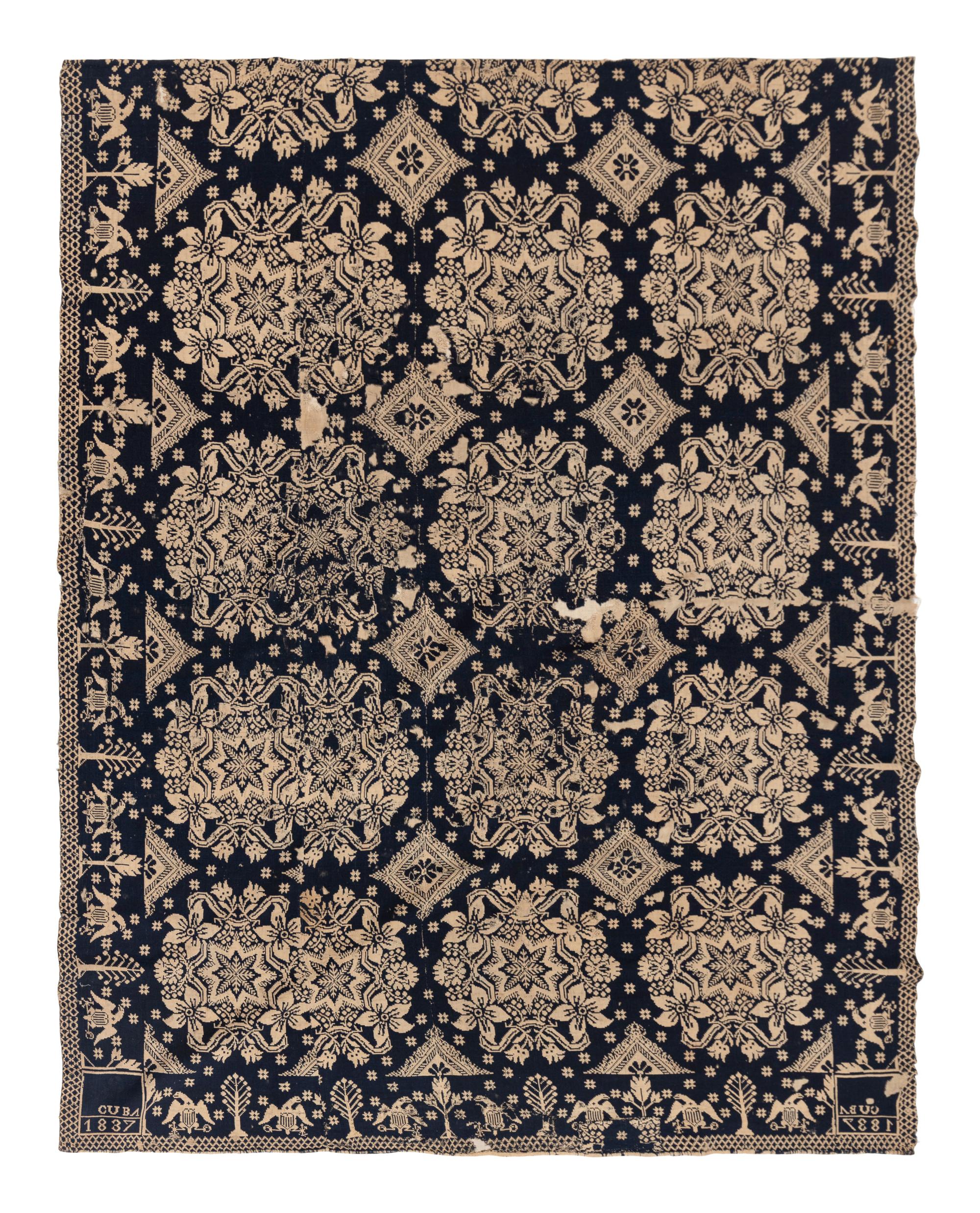 Three Cotton and Wool Jacquard Coverlets