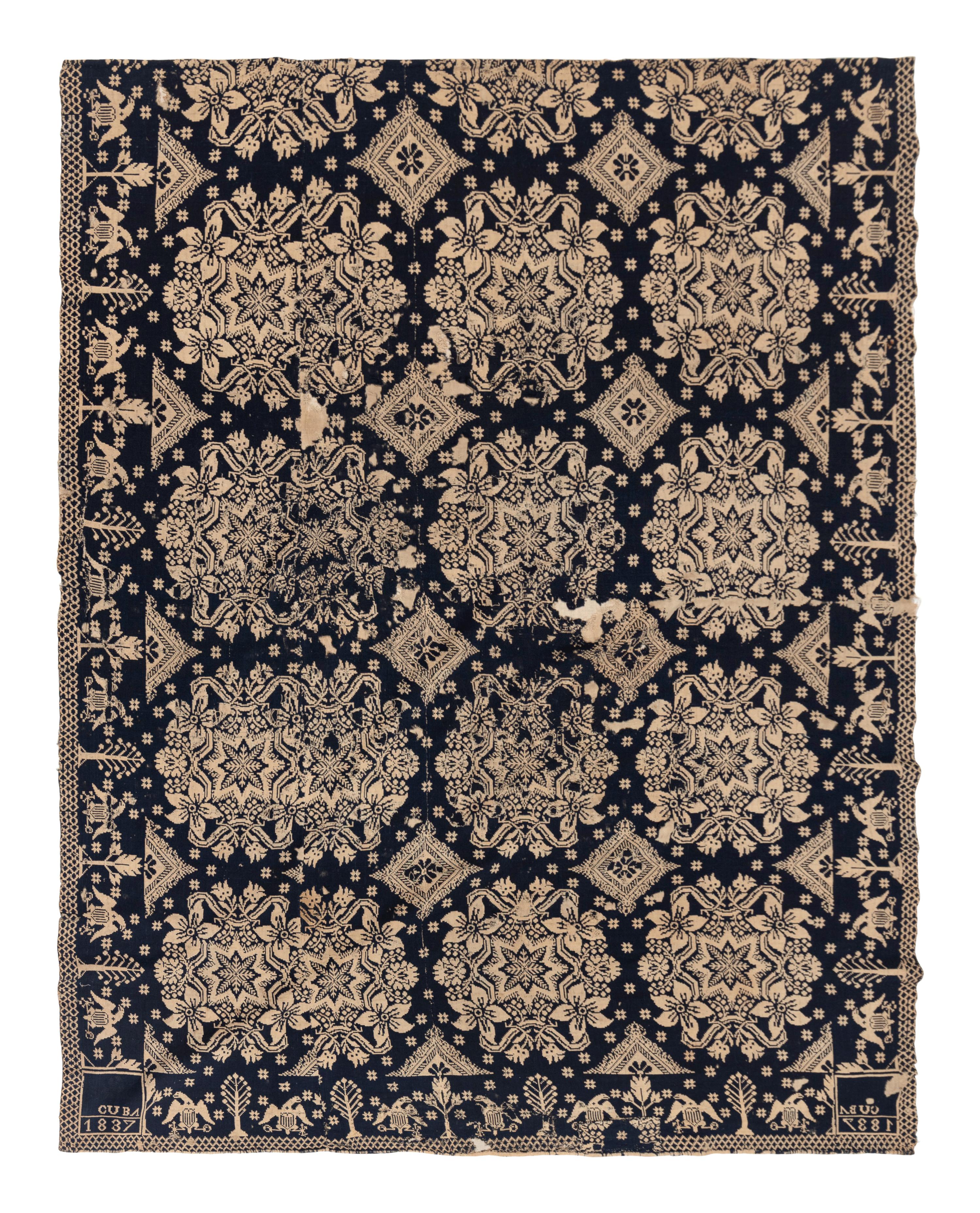 Three Cotton and Wool Jacquard Coverlets