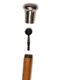 A English Silver Mounted Malacca Scrivener's 'System' Walking Stick