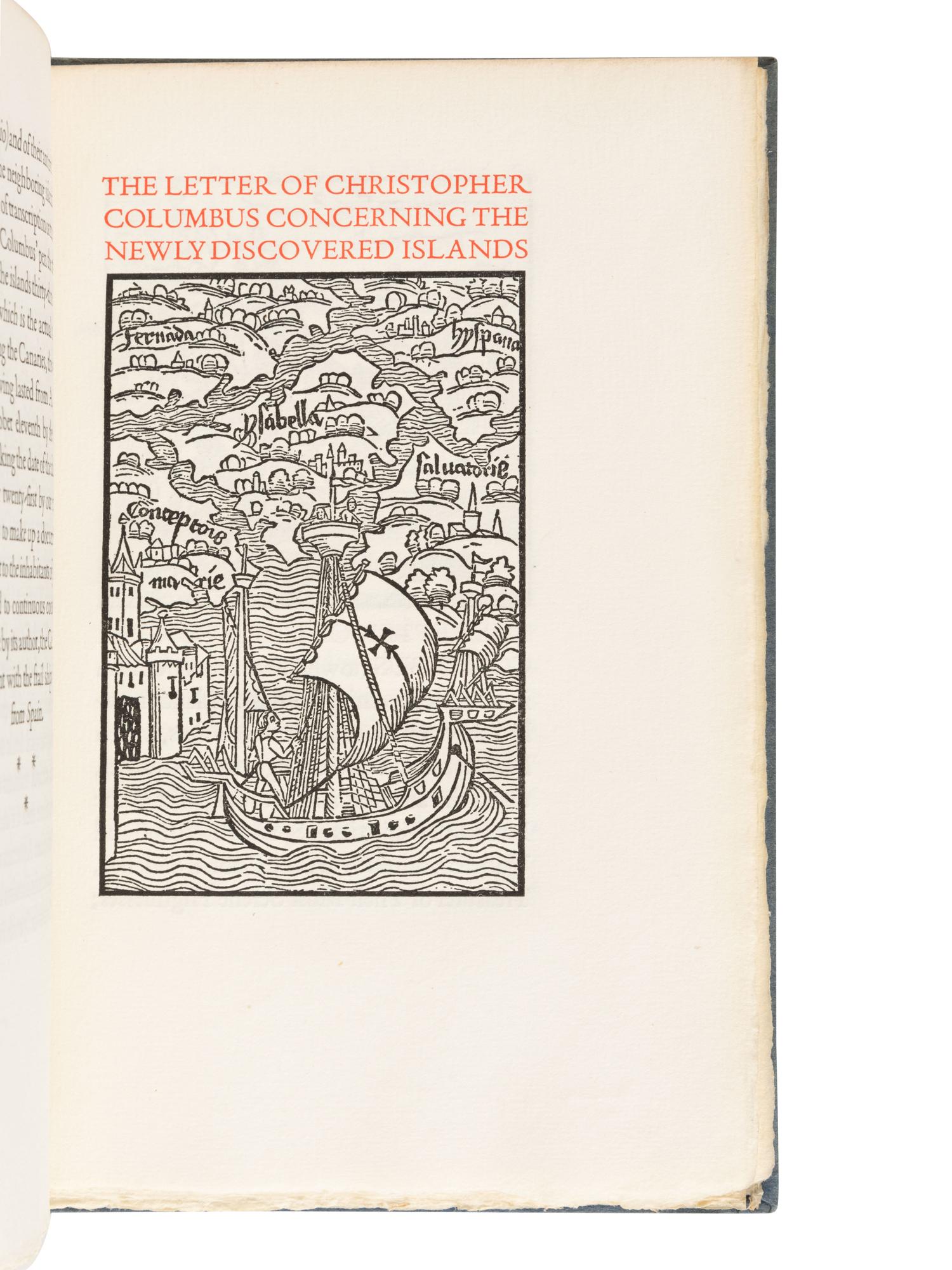 [GRABHORN PRESS – BOOK CLUB OF CALIFORNIA]. COLUMBUS, Christopher (1451-1506). The Letter of Christopher Columbus, 1493 . San Francisco: Printed for the Book Club of California by the Grabhorn Press, 1924.