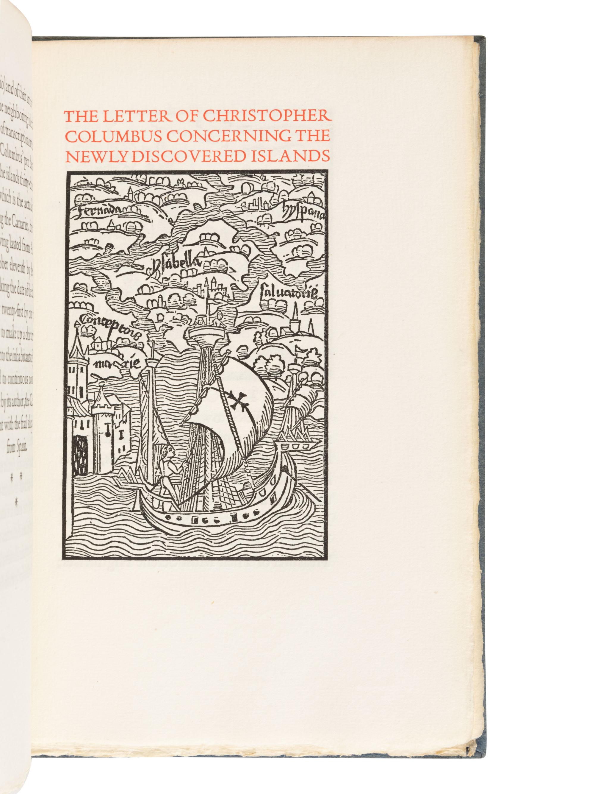[GRABHORN PRESS – BOOK CLUB OF CALIFORNIA]. COLUMBUS, Christopher (1451-1506). The Letter of Christopher Columbus, 1493 . San Francisco: Printed for the Book Club of California by the Grabhorn Press, 1924.
