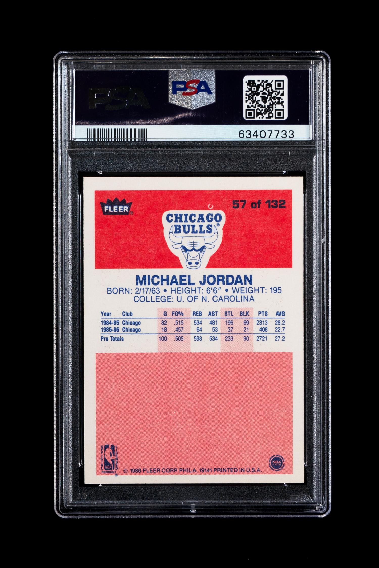 A 1986 Fleer Michael Jordan Rookie Basketball Card No. 57 (PSA Authentic)