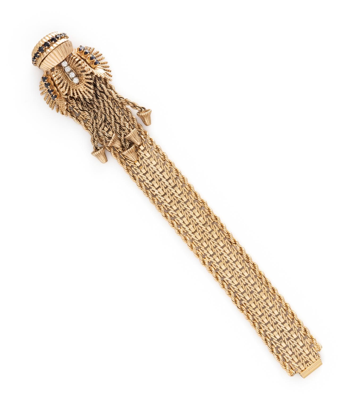 YELLOW GOLD, DIAMOND, AND SAPPHIRE BRACELET
