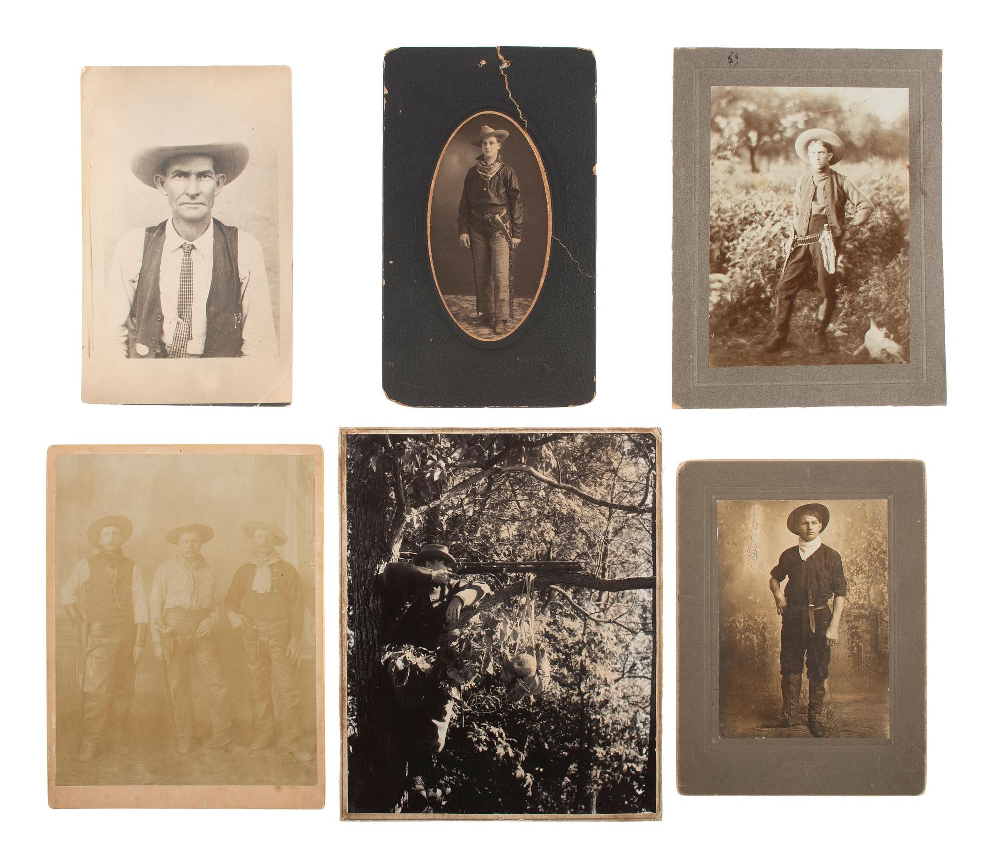 [WESTERN AMERICANA]. 16 photographs of cowboys, armed subjects, and other curious characters.
