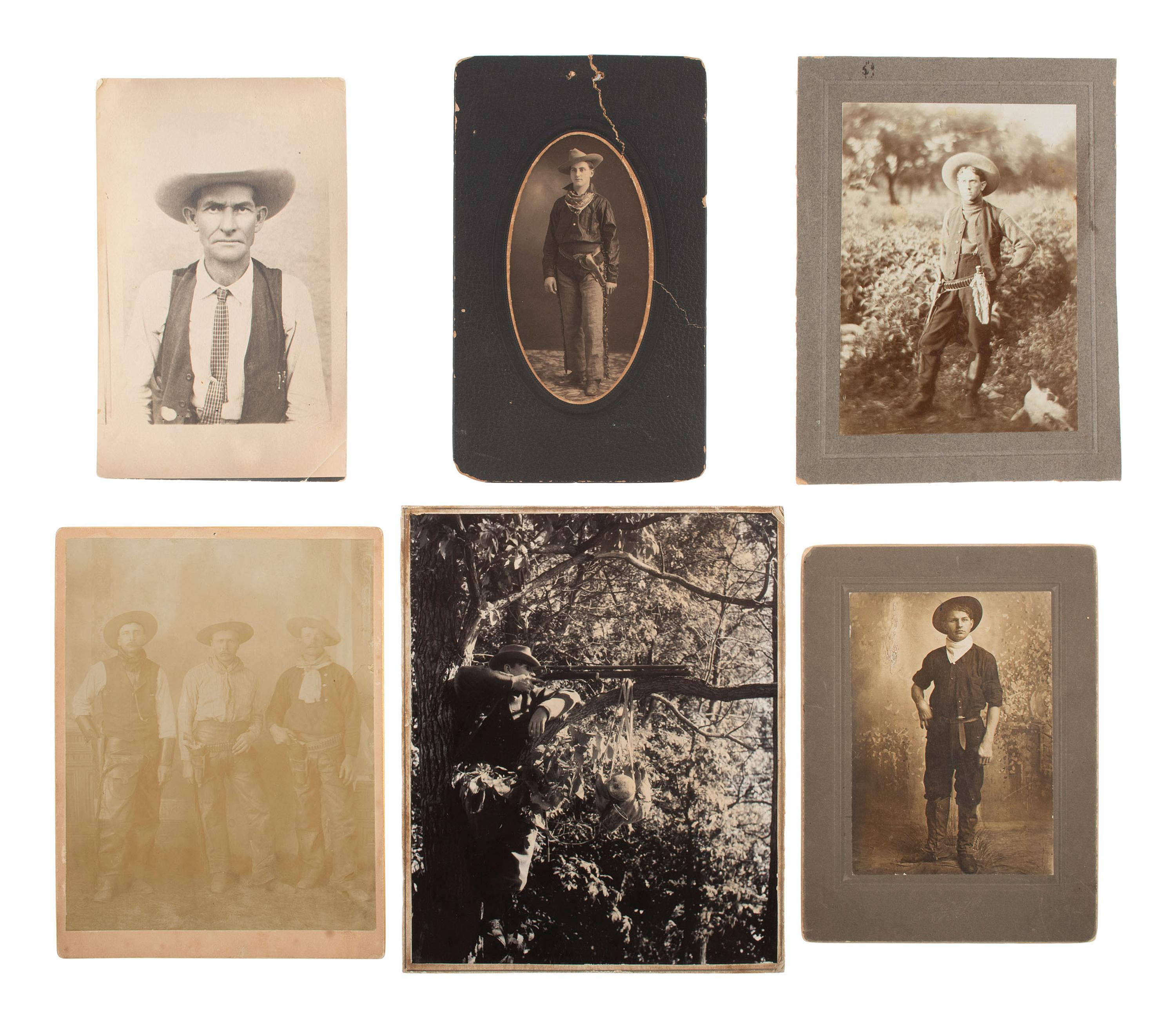[WESTERN AMERICANA]. 16 photographs of cowboys, armed subjects, and other curious characters.