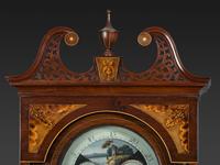 A Rare Federal Inlaid and Pierce-Carved Mahogany Tall Case Clock