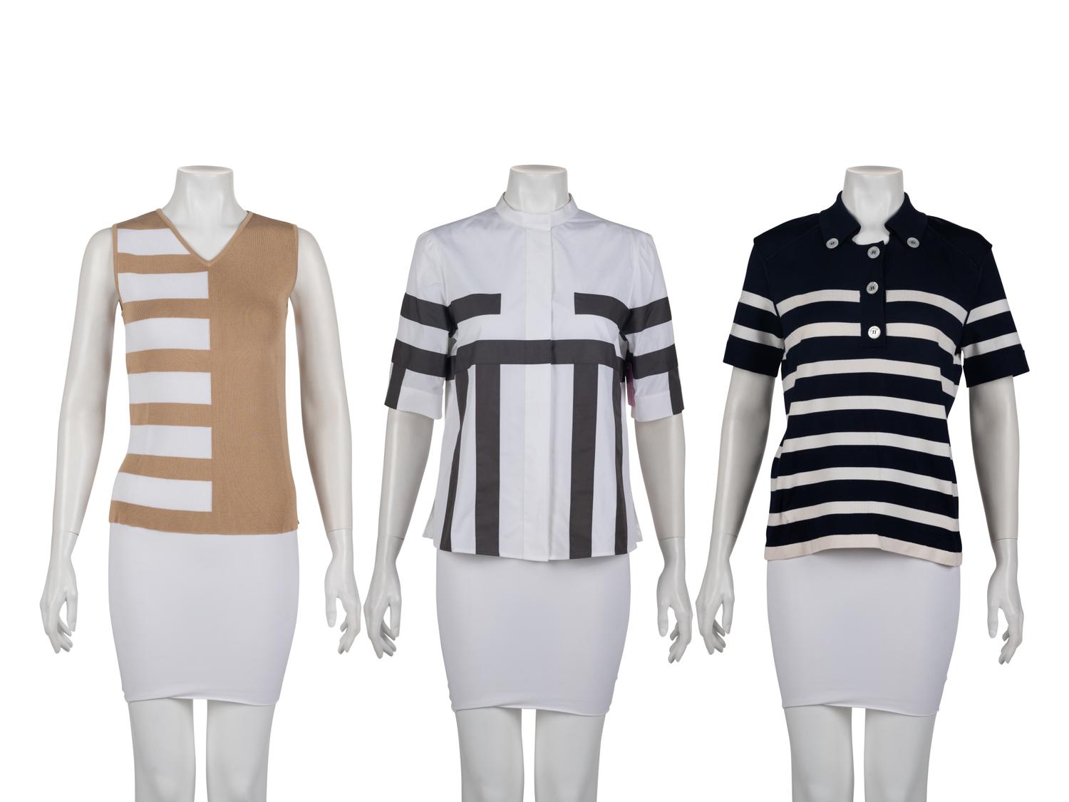Three Striped Tops: One Chanel, One Akris, One Oscar de la Renta, Cruise 2000-Spring 2007