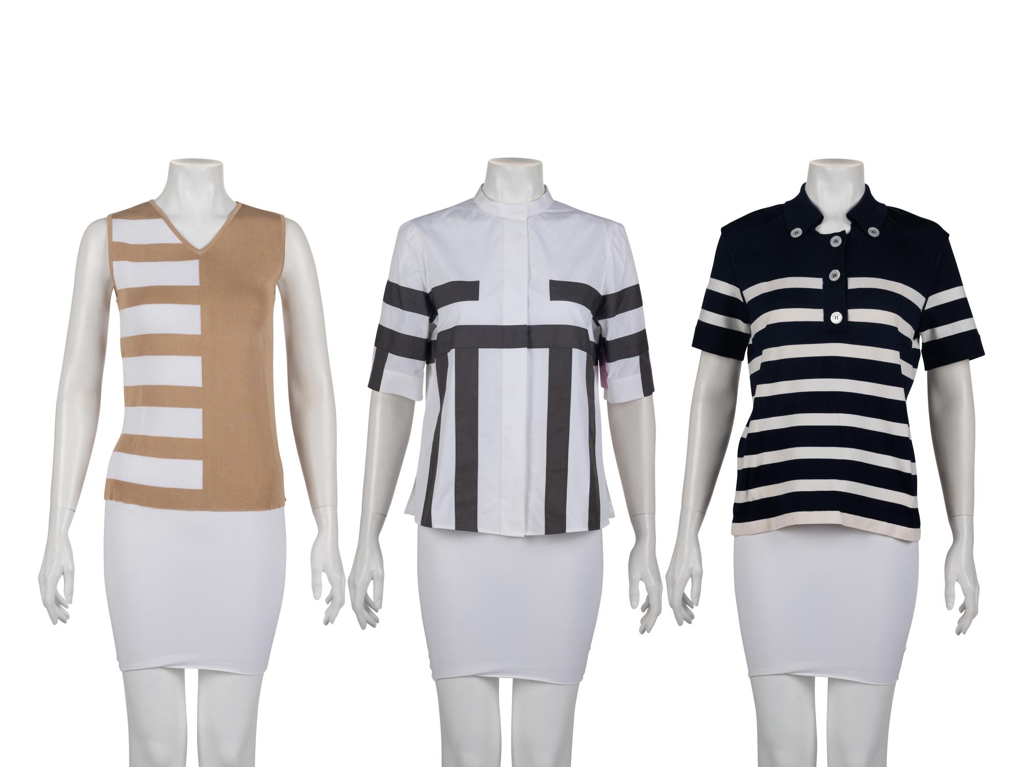 Three Striped Tops: One Chanel, One Akris, One Oscar de la Renta, Cruise 2000-Spring 2007