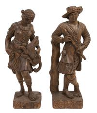 Two Carved Oak Figures Height of taller 42 1/2 inches. — 20TH CENTURY