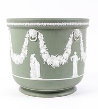 A Wedgwood Jasperware Jardinière Height 9 inches.