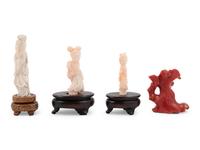Four Small Chinese Coral Carvings