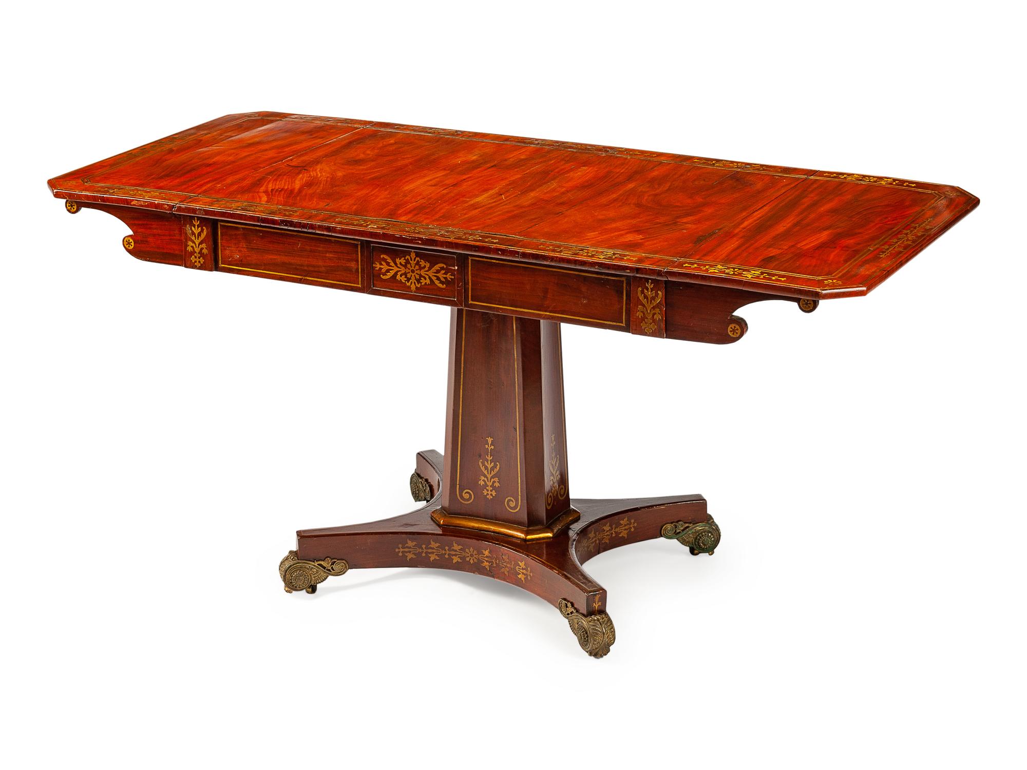 A Regency Brass-Inlaid Mahogany Sofa Table