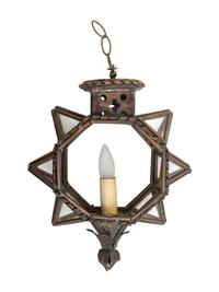 A Pair of Porcelain Mounted Sconces and a Metal Lantern