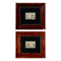 A Pair of Italian Micromosaic Panels of a Roman Temple
