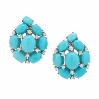 Blue Hardstone, Diamond, and White Gold Earrings