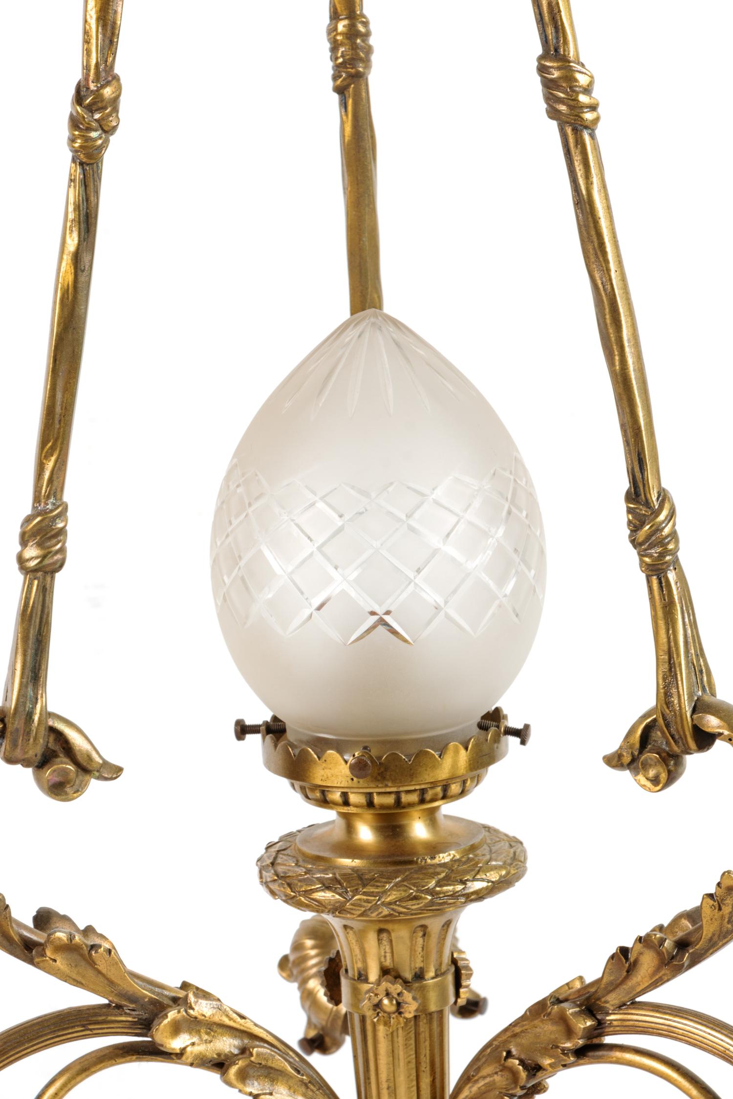 A French Gilt Bronze and Molded Glass Fixture