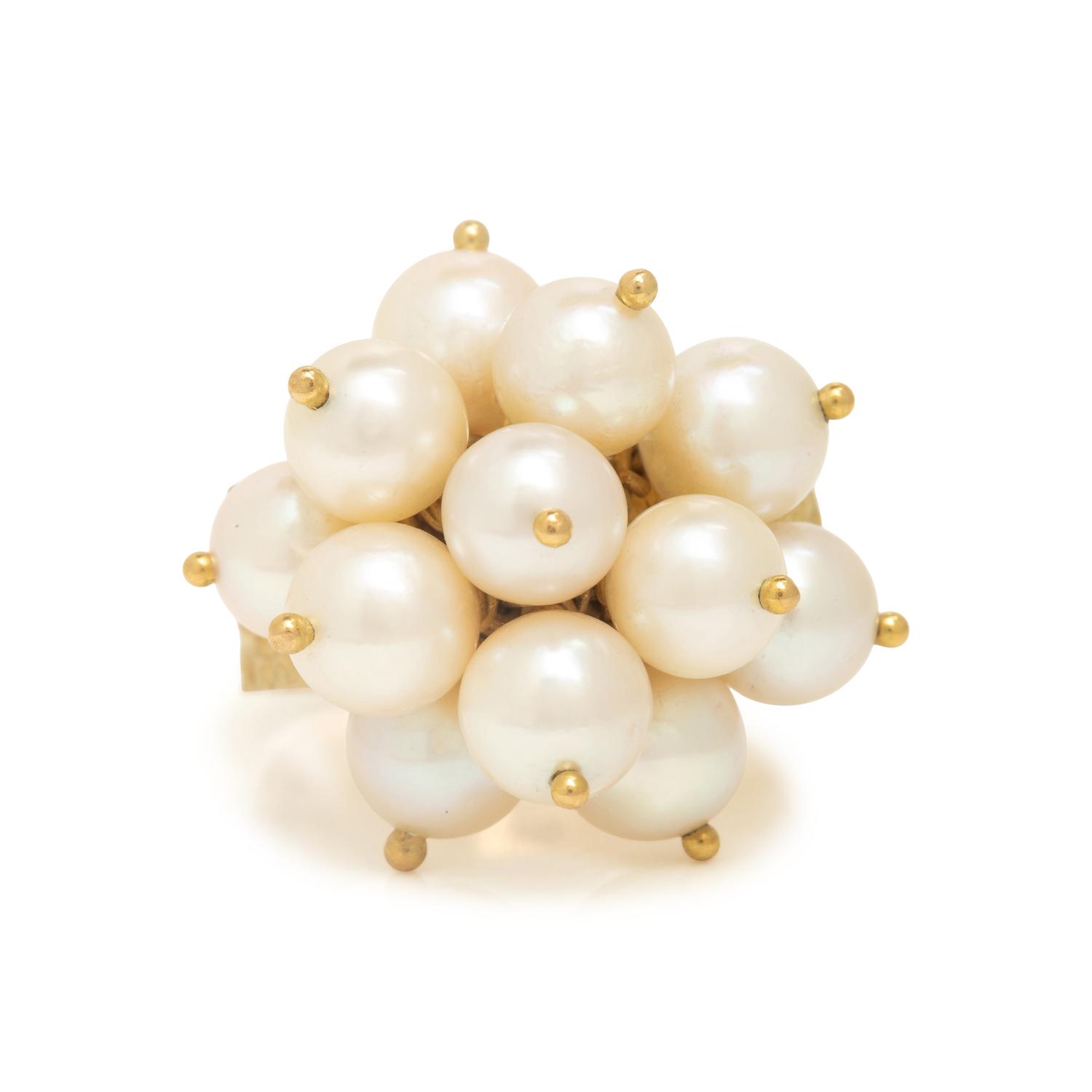Collection of Cultured Pearl and Yellow Gold Jewelry