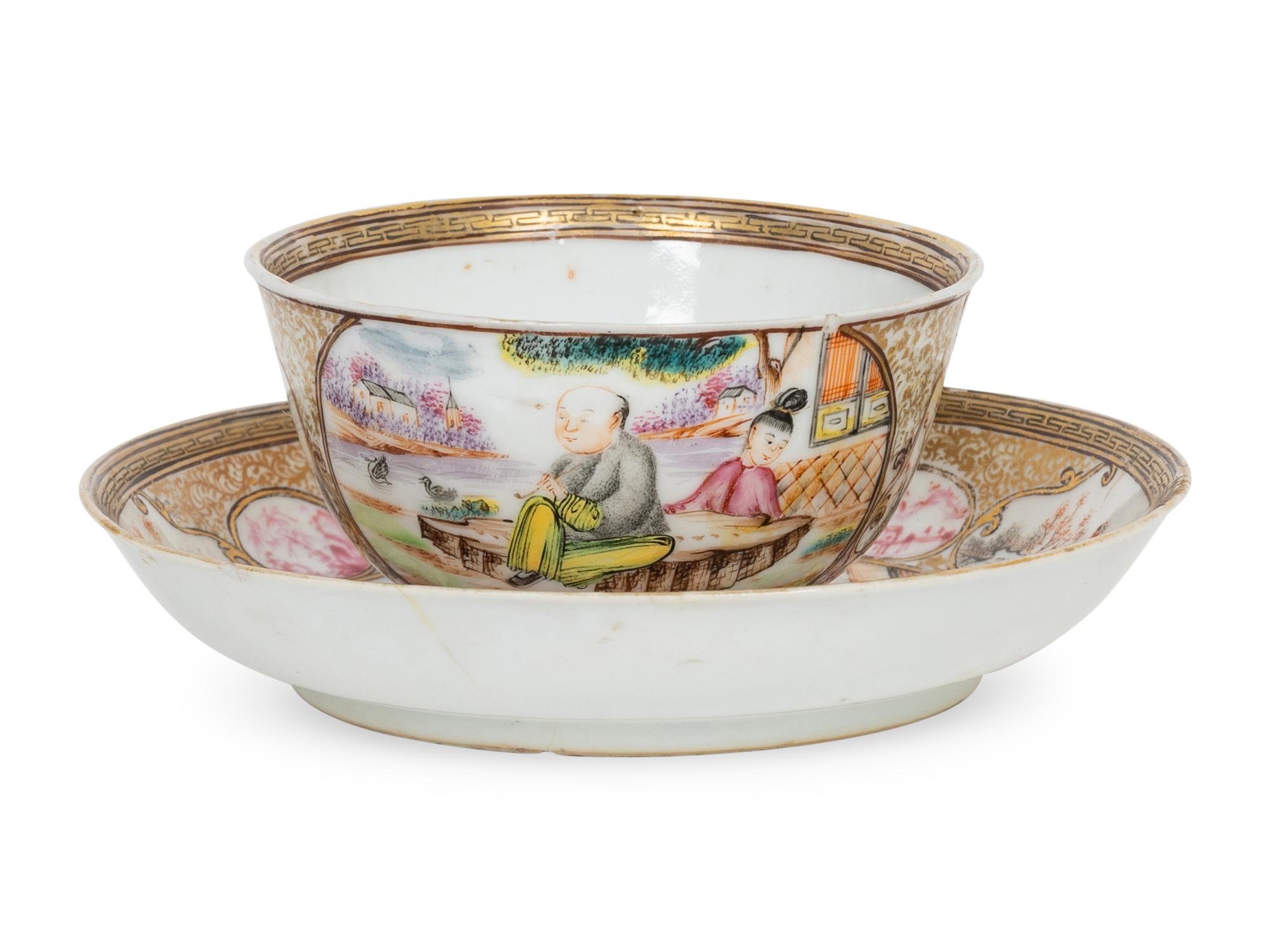 A Chinese Export Porcelain Famille Rose Cup and Saucer