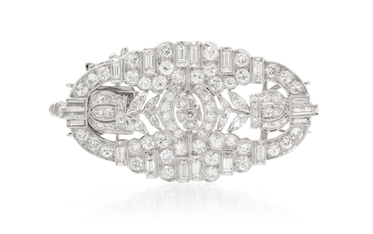 A Platinum and Diamond Converted Clasp, 11.20 dwts.