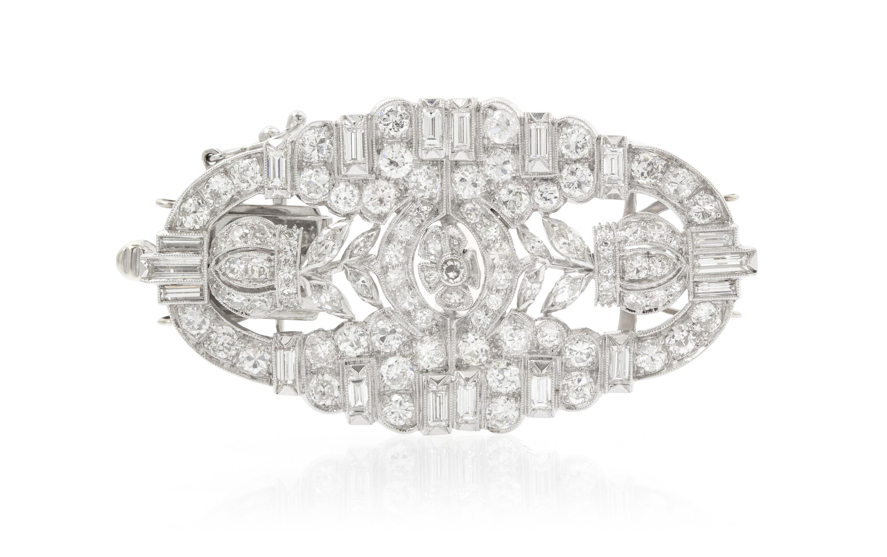 A Platinum and Diamond Converted Clasp, 11.20 dwts.