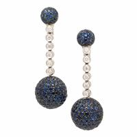 Sapphire, Diamond, and White Gold Earrings
