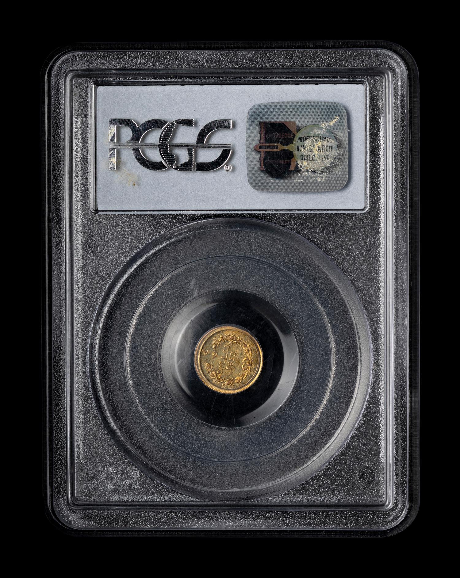 [CALIFORNIA FRACTIONAL GOLD] An 1859 $1/2 Gold Coin [BG-1002] (PCGS MS62)