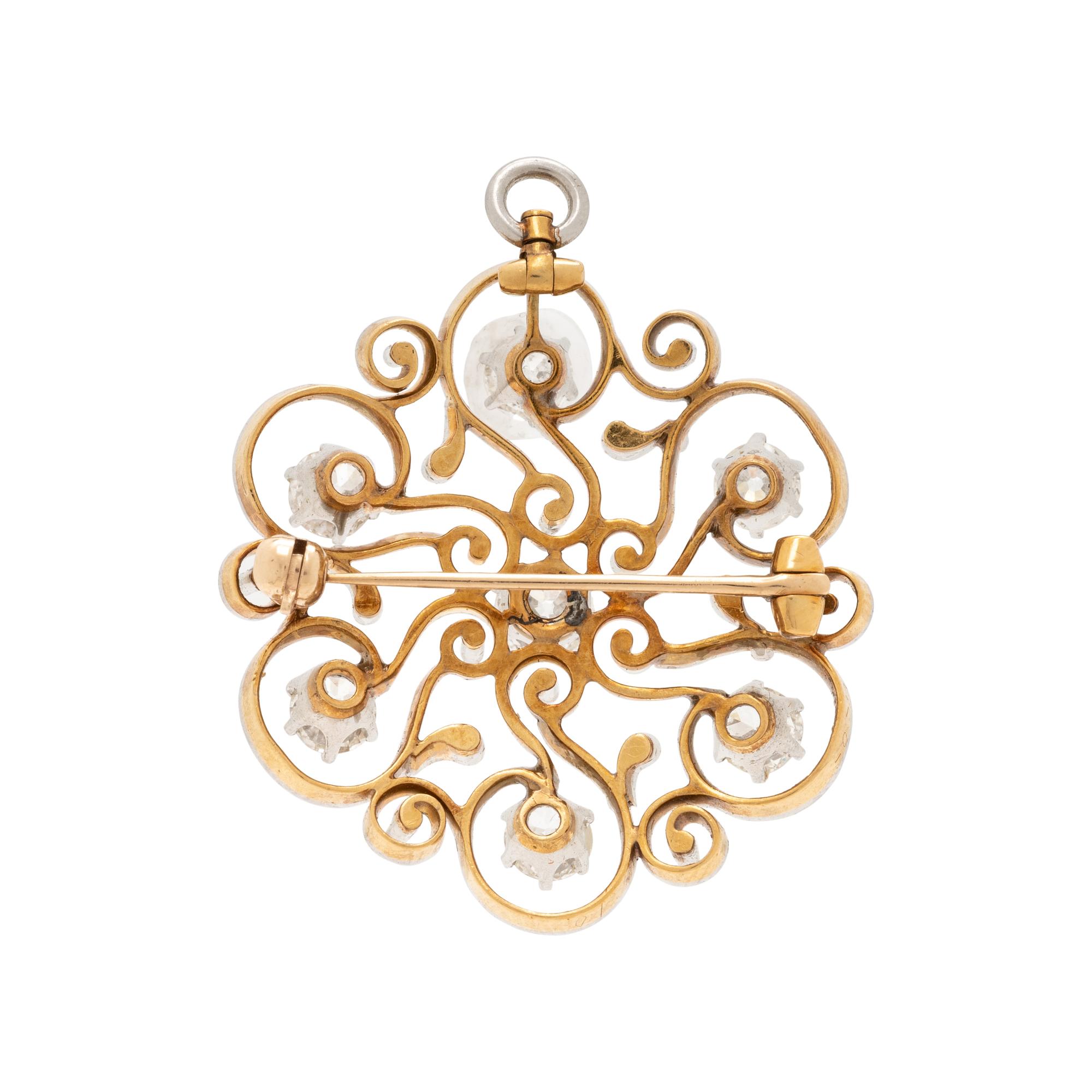 ANTIQUE, DIAMOND PENDANT/BROOCH