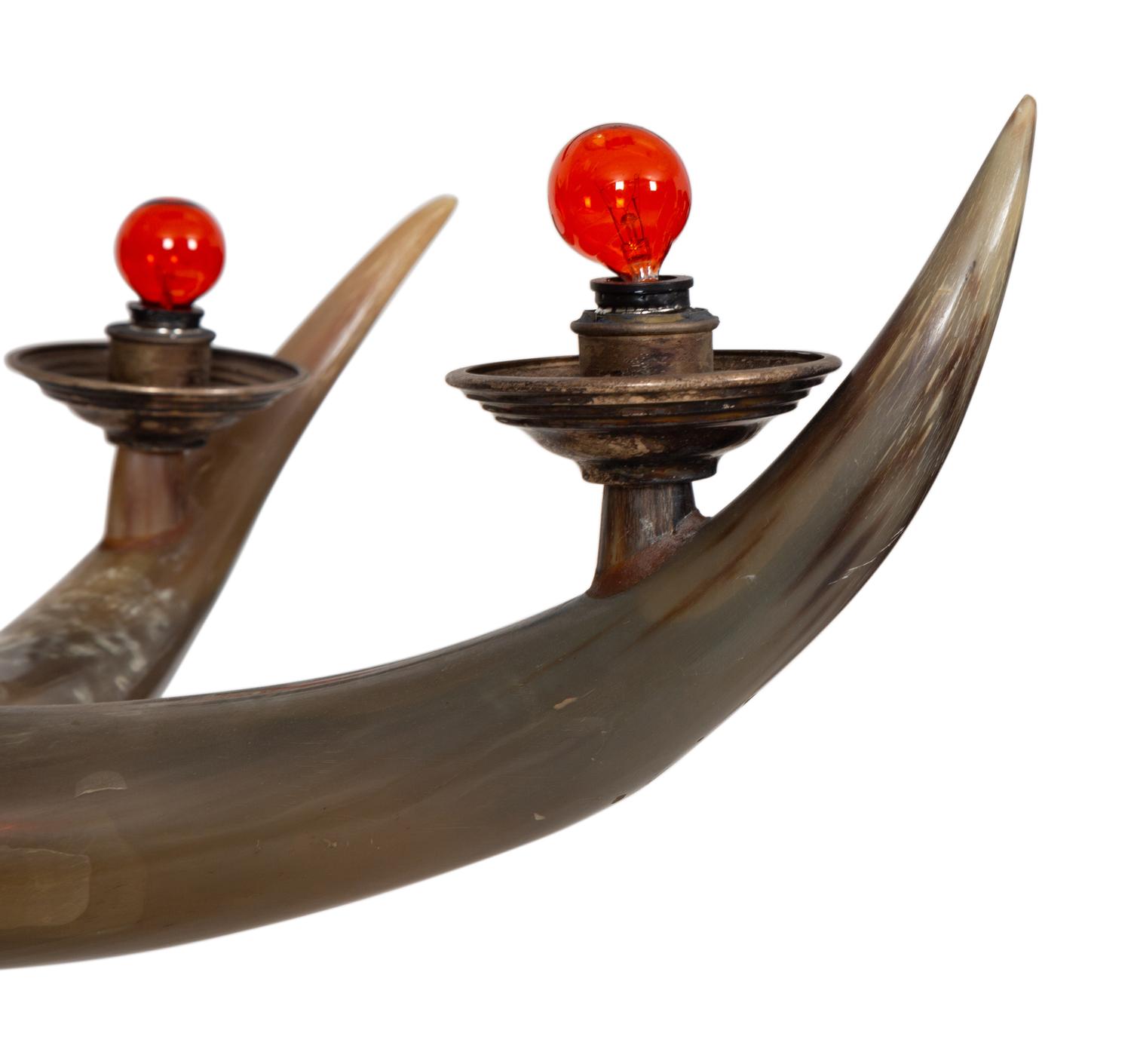 An Anthony Redmile Horn and Aluminum Six-Light Chandelier