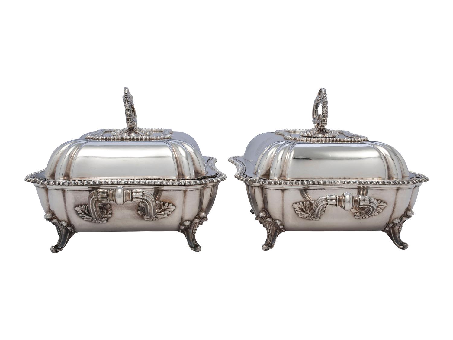 A Pair of English Silver-Plate Armorial Serving Dishes