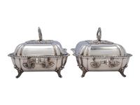A Pair of English Silver-Plate Armorial Serving Dishes