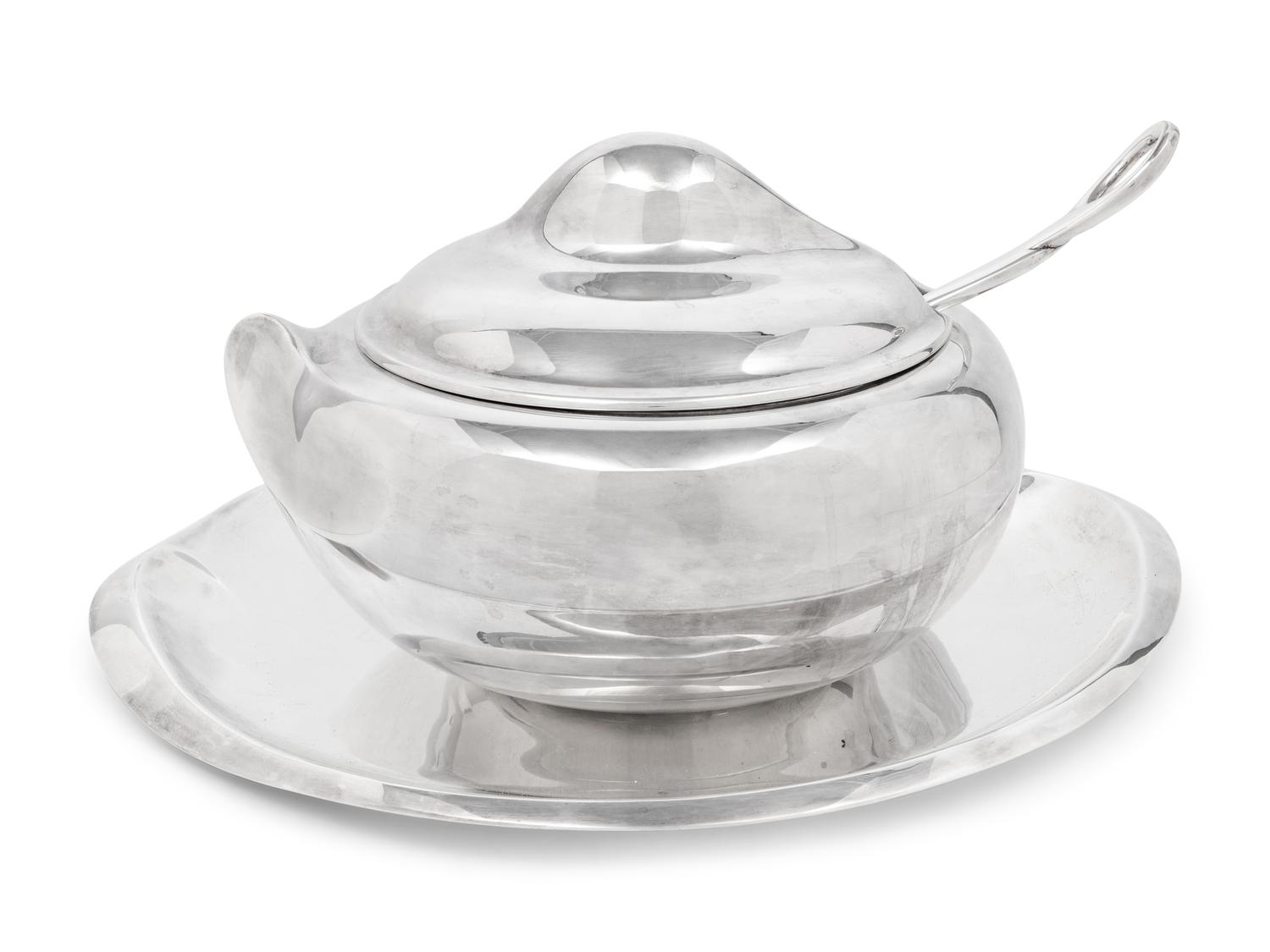 An Elsa Peretti for Tiffany and Co. Italian Silver Thumbprint Tureen, Ladle and Underplate