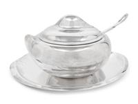 An Elsa Peretti for Tiffany and Co. Italian Silver Thumbprint Tureen, Ladle and Underplate