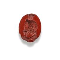 A Roman Red Jasper Ring Stone with the Head of Serapis