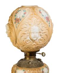 A Molded and Polychrome Decorated Ceramic Lamp