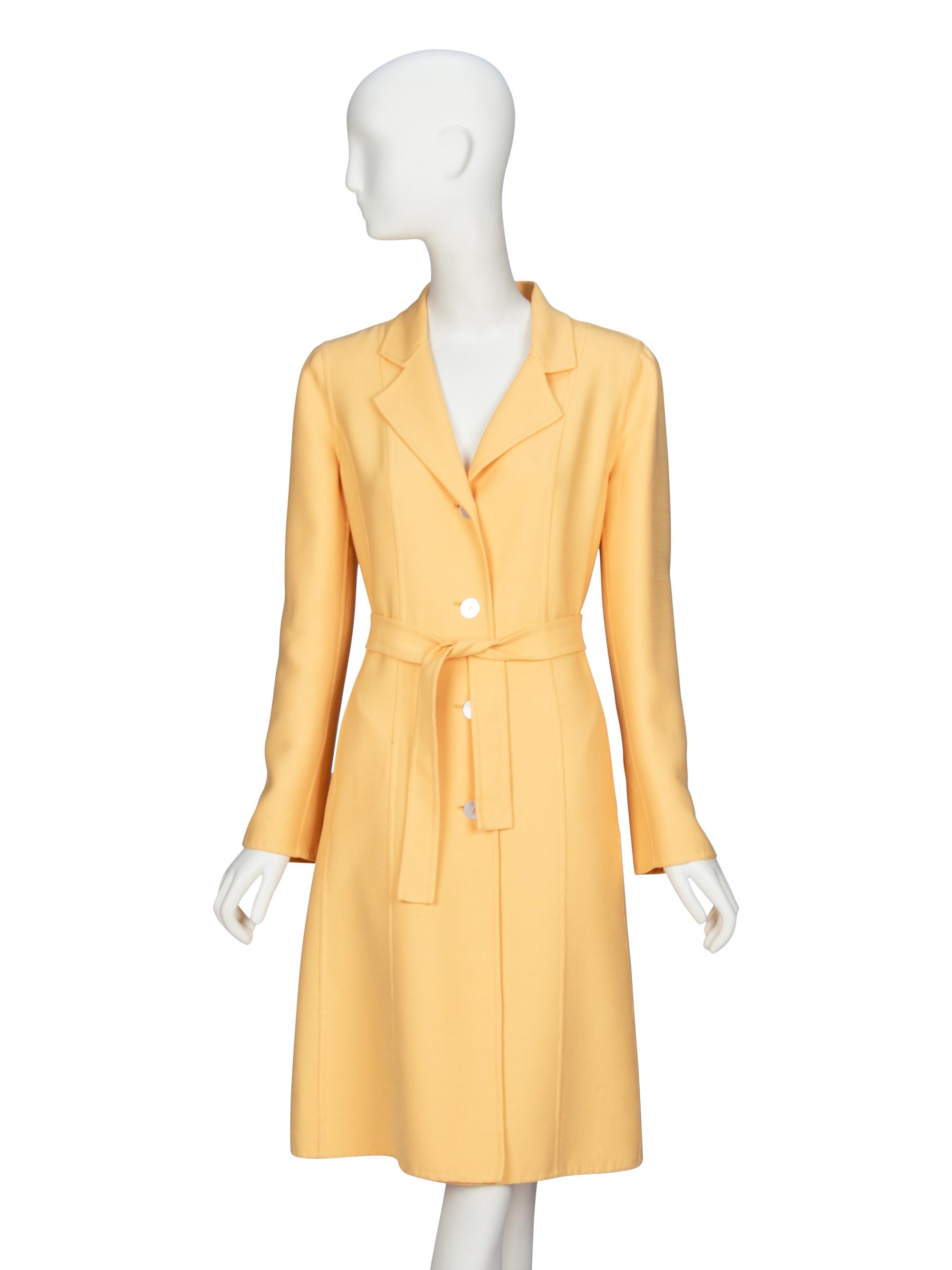 OSCAR DE LA RENTA, YELLOW WOOL COATDRESS