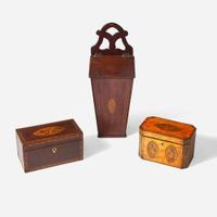 A group of three inlaid boxes late 18th - 19th century