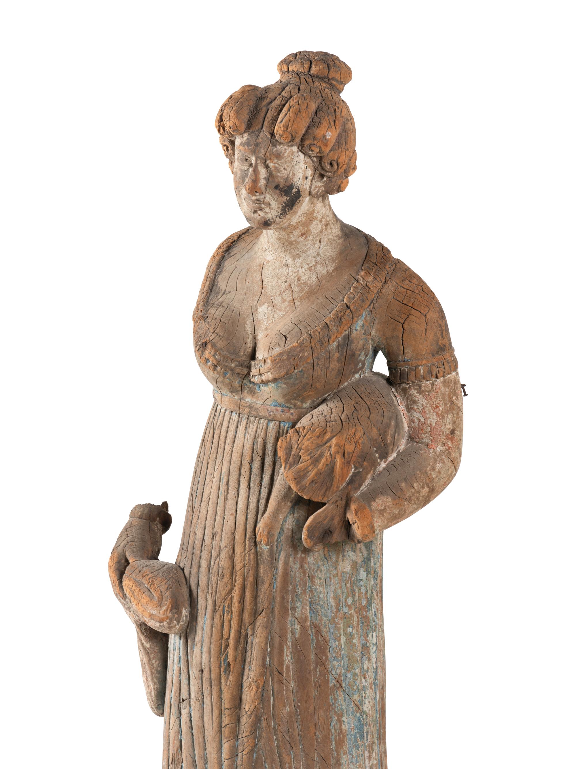 A Carved Wood Maiden Form Masthead