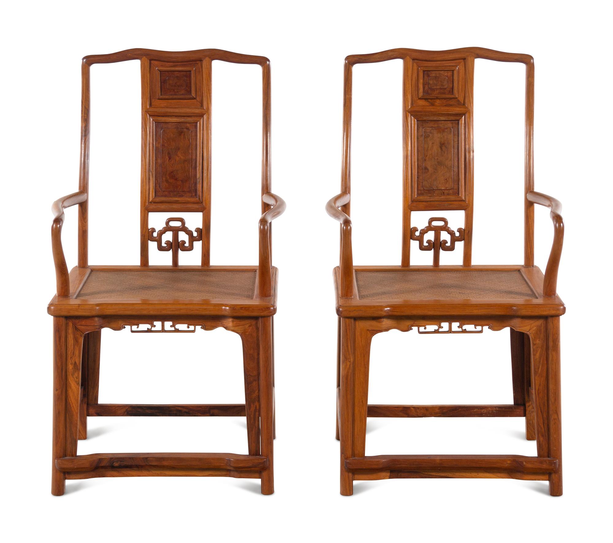 A Pair of Hardwood Southern Official's Hat Chairs, Nanguanmaoyi