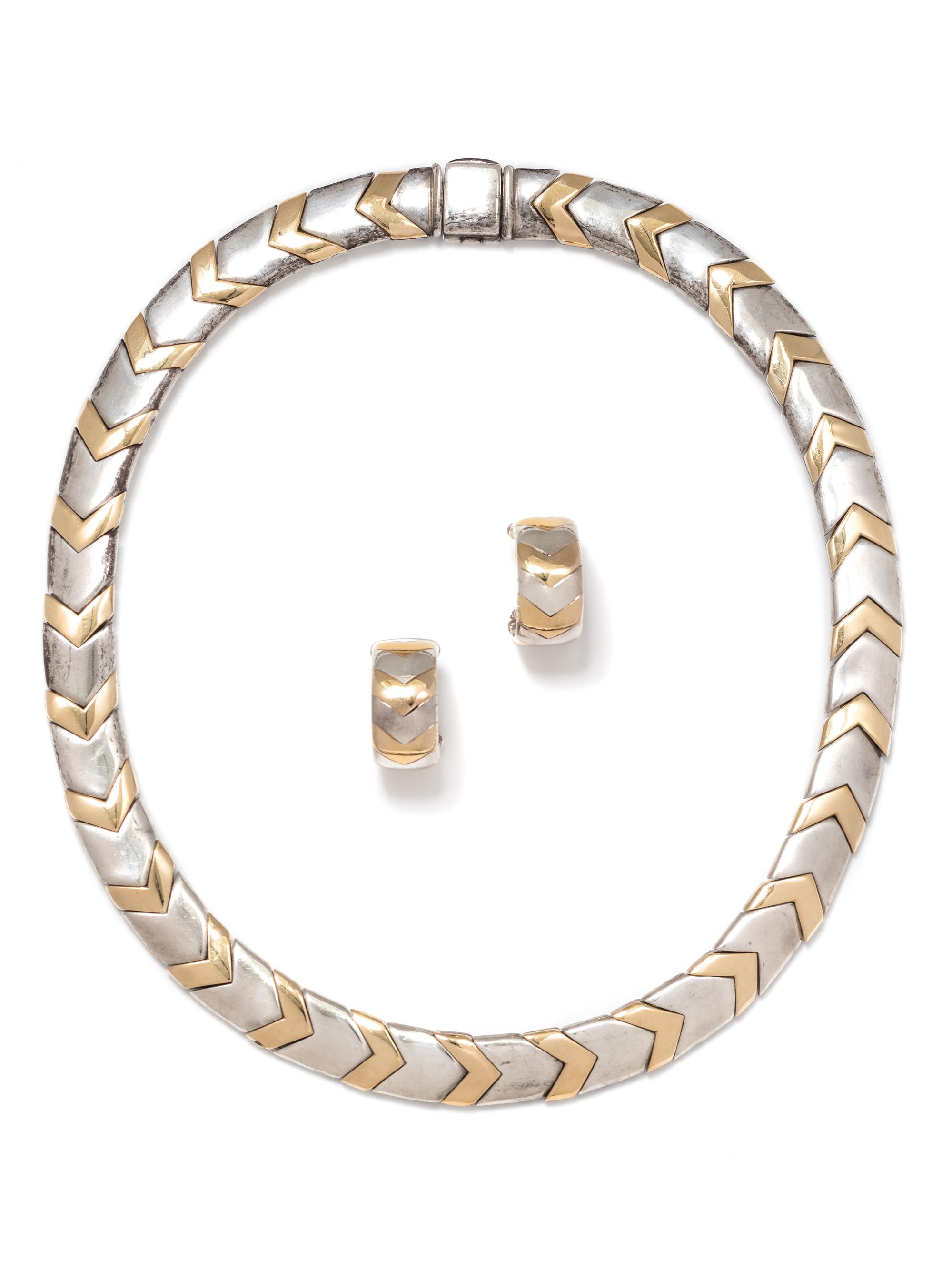 TIFFANY & CO., STERLING SILVER AND YELLOW GOLD SET