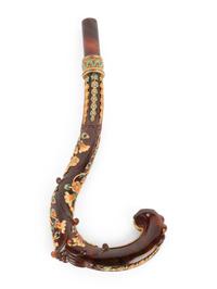 A French Gold-Mounted and Enameled Tortoise Shell Parasol Handle Retailed by Tiffany and Co.