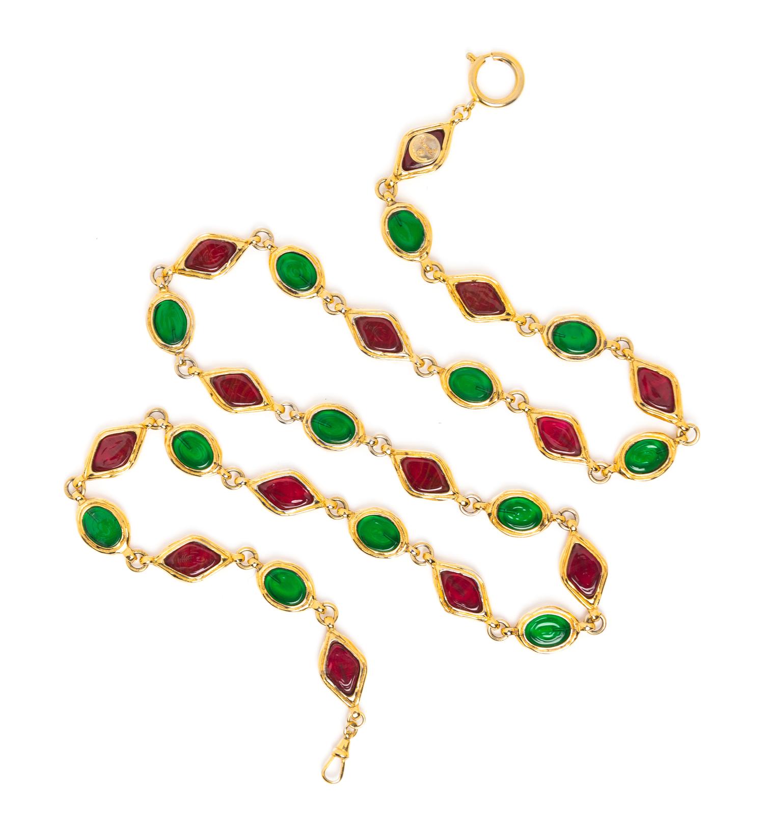 A Chanel Multicolor Glass and Goldtone Sautoir, 35".